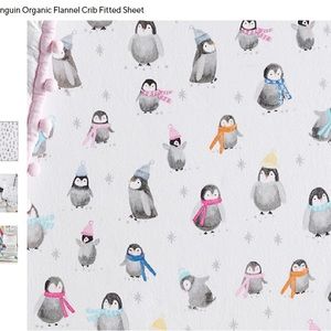 Icy Penguin Organic Flannel Crib Fitted Sheet